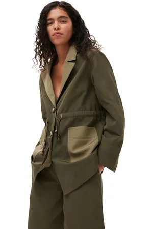 Ganni Long Sleeve Heavy Twill Jacket in Kalamata Size 12 Polyester Women