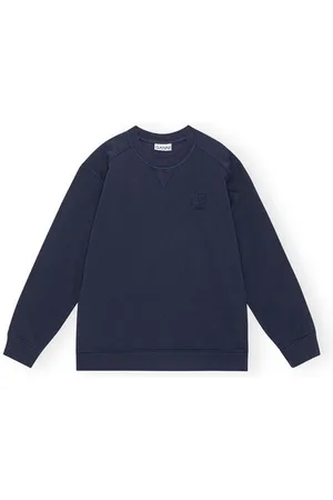 Ganni Dark Blue Isoli Sweatshirt in Sky Captain Size Large/XL Organic Cotton Women