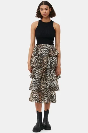 Ganni Sheer Voile Maxi Flounce Skirt in Size 14 Women