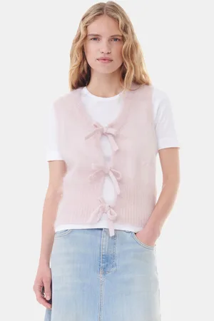 Ganni Pink Tie String Vest in Size Large Women