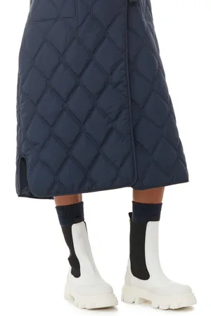 Ganni Cleated Mid Chelsea Boots in Egret Size 6 Women