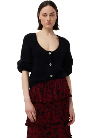 Ganni Brushed Alpaca Short Sleeve Cardigan in Size XS Women
