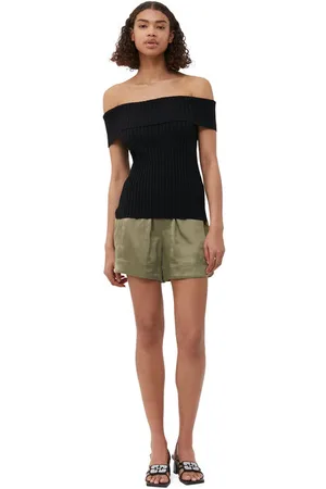 Ganni Sleeveless Melange Knit Off Shoulder Top in Size XL Women