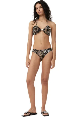 Ganni Recycled Leopard Bikini Briefs in Size 6 Women