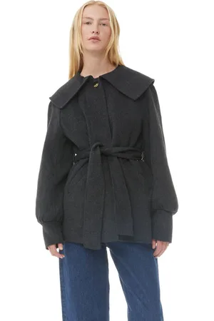 Ganni Long Sleeve Wool Collar Jacket Size 4 Women