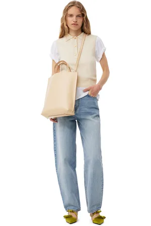 Ganni Cream Medium Banner Tote Bag in Women
