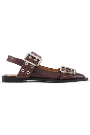 Ganni Wide Welt Wide Welt Buckle Ballerina in Size 10 Vegea Women