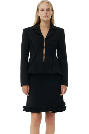 Ganni Bonded Crepe Fitted Blazer Jacket in Size 16 Polyester Women