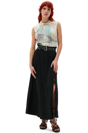 Ganni Printed Cashmere Sleeveless Polo in Egret Size 2XS Women