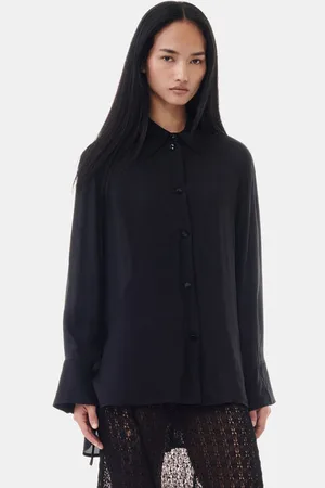 Ganni Habotai Oversized Shirt in Size 6 Viscose Women