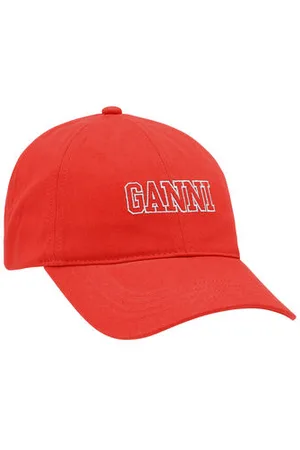 Ganni Embroidered Logo Cap Organic Cotton Women