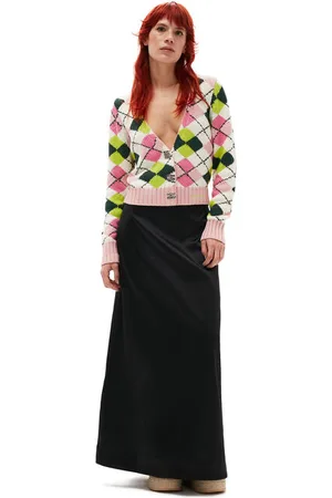Ganni Long Sleeve Graphic Cotton V-neck Cardigan Size 2XS Women