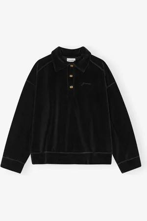 Ganni Velour Polo Shirt in Size 2XS/XS Women