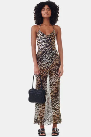 Ganni Leopard Printed Chiffon Maxi Skirt in Size 14 Polyester Women