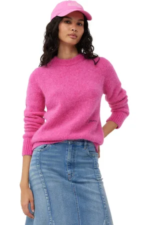 Ganni Pink Brushed Alpaca O-Neck Sweater in Size XS Women