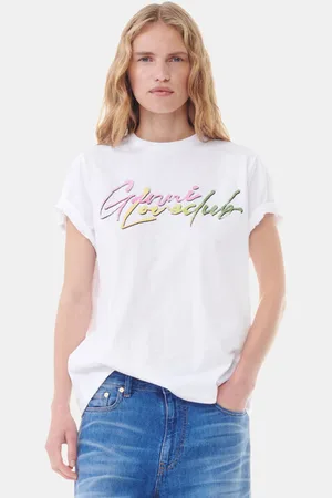 Ganni Basic Jersey Multi Love Relaxed T-shirt in Bright Size 2XS Organic Cotton Women