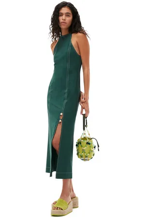 Ganni Sleeveless Drapey Melange Maxi Dress Size 8 Women