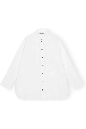Ganni Cotton Poplin Oversized Raglan Shirt in Bright Size Large/XL Women