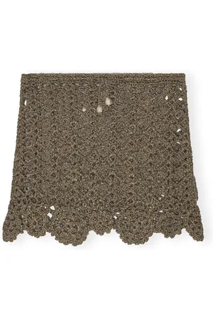 Ganni Crochet Mini Skirt in Size 10 Metallic/Organic Women