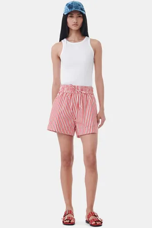 Ganni Red Stripe Cotton Shorts in Size 32 Women