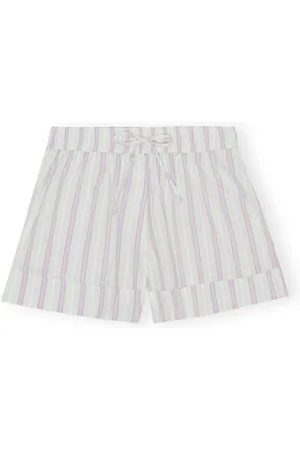 Ganni Striped Seersucker Elasticated Shorts in Size 38 Elastane/Organic Women