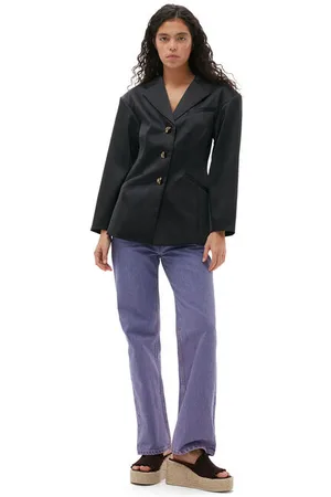 Ganni Long Sleeve Double Satin Fitted Blazer Jacket in Size 4 Women