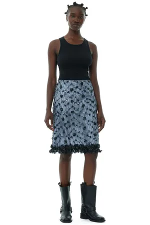 Ganni Sequin Lace Skirt in Heather Size 14 Polyester Women