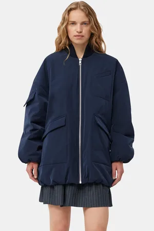 Ganni Blue Twill Oversized Bomber Jacket in Sky Captain Size 4XL Polyester Women