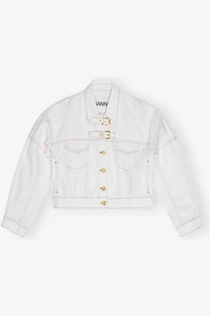 Ganni Organic Cotton Denim Jacket in Bright Size 10 Women