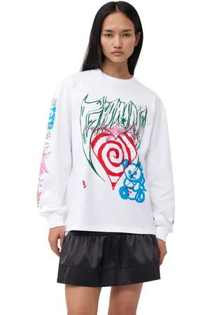 Ganni Future Heavy Jersey Long Sleeve T-shirt in Bright Size 3XL Women