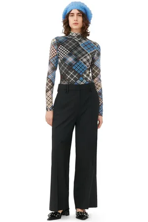 Ganni Printed Mesh Long Sleeve Rollneck Top Sweater in Size 14 Women