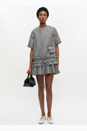 Ganni Crinkled Check Mini Dress in Size 22 Polyester Women