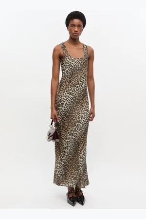 Ganni Leopard Print Maxi Dress Size 14 Viscose Women