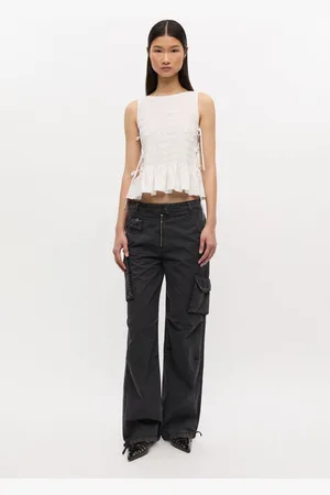 Ganni Washed Twill Trousers Size 40 Organic Cotton Women