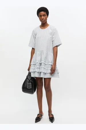 Ganni Striped Organic Cotton Mini Dress Size 12 Women