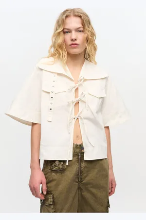 Ganni Off- Stretch Cotton Blouse Size 16 Women