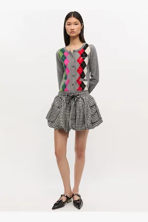 Ganni Crinkled Check Mini Bubble Skirt in Size 8 Polyester Women