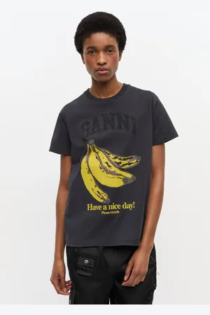 Ganni Banana Graphic T-shirt Size XL Organic Cotton Women