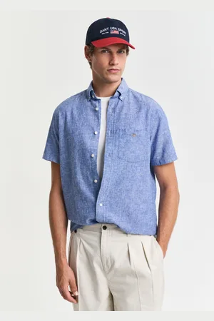 GANT Miehet Regular fit ‑mitoitettu lyhythihainen paita puuvillapellavaa (S)