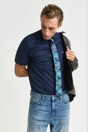GANT Miehet Regular fit ‑mitoitettu klassinen lyhythihainen popliinipaita (S)