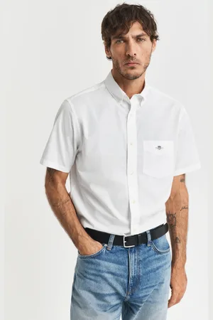 GANT Miehet Regular fit ‑mitoitettu klassinen lyhythihainen popliinipaita (S)