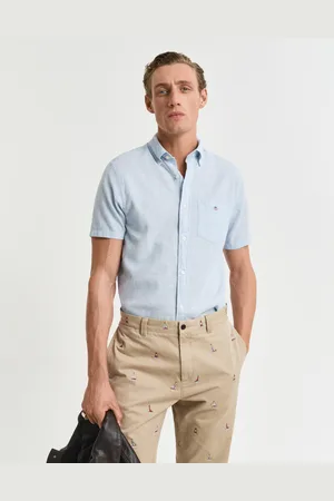 GANT Miehet Regular fit ‑mitoitettu lyhythihainen paita puuvillapellavaa (S)