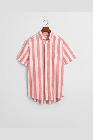 GANT Miehet Regular fit ‑mitoitettu raidallinen lyhythihainen puuvilla-pellavapaita (S)