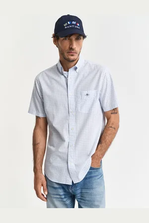 GANT Miehet Regular fit ‑mitoitettu klassinen lyhythihainen gingham-ruutuinen popliinipaita (S)