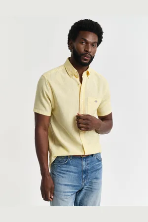 GANT Miehet Regular fit ‑mitoitettu lyhythihainen paita puuvillapellavaa (S)