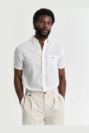 GANT Miehet Regular fit ‑mitoitettu lyhythihainen paita puuvillapellavaa (S)