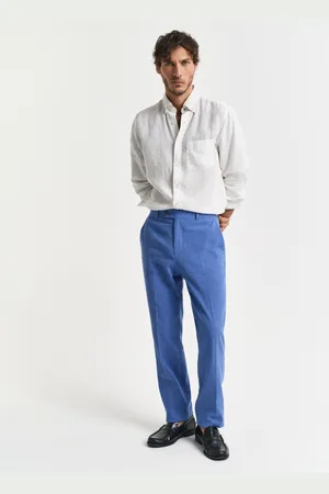 GANT Miehet Slim fit ‑mitoitetut puuvilla-pellavaiset puvunhousut (46)