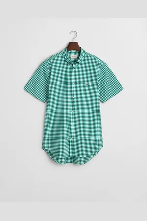 GANT Miehet Regular fit ‑mitoitettu klassinen lyhythihainen gingham-ruutuinen popliinipaita (S)