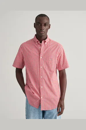 GANT Miehet Regular fit ‑mitoitettu klassinen lyhythihainen gingham-ruutuinen popliinipaita (S)