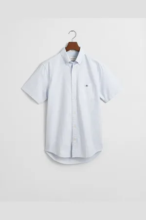 GANT Miehet Regular fit ‑mitoitettu lyhythihainen klassinen oxford-raitapaita (L)